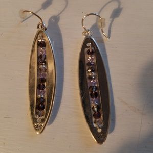 Kenneth Cole silver earrings with quartz cut cut o